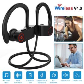 Wireless Headset IPX7 Waterproof Sport Headphones In-Ear Wireless4.1 Stereo Earphone Noise Canceling Neck Earbuds w/Mic 8 Hrs Work Time for Running Hi