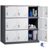 VEVOR Metal Locker for Employees, 9 Doors Storage Cabinet with Card Slot, Gray Steel Employee Lockers with Keys