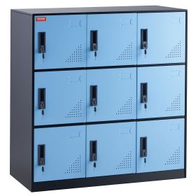 VEVOR Metal Locker for Employees, 9 Doors Storage Cabinet with Card Slot, Employee Lockers with Keys