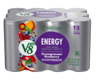 V8 +Energy Pomegranate Blueberry Juice Energy Drink, 8 fl oz Can, 12 Count