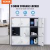 VEVOR Metal Locker for Employees, 9 Doors Storage Cabinet with Card Slot, Gray Steel Employee Lockers with Keys