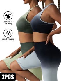 2 Pack Y Back Sports Bras For Women Spaghetti Thin Strap Workout Bras Wirefree Padded Racerback Yoga Bras (Color: 2PACK1, size: M)