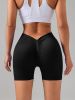 2 Pack Workout Shorts Women Sculpting V-Back Ruched Gym Shorts, Booty Scrunch Butt Lifting Yoga Deep V Back Shorts