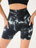 High Waist Tummy Control Yoga Shorts For Women, Tie-Dye Ruched Booty Lifting Workout Fitness Shorts, Hip Lifting Sports Activewear